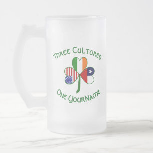 Chile Irland USA Kleeblatt Flagge Personalisiert Mattglas Bierglas