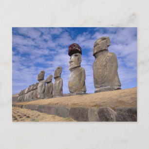Chile, Osterinsel. Die 15 Moais bei Ahu Postkarte