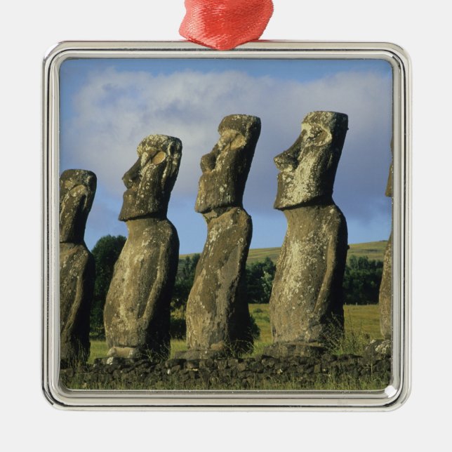 Chile, Osterinsel, Rapa Nui, Ahu Akivi Silbernes Ornament (Vorne)