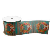Chile Pepper Ristra Wreaths on Rustic Wood Pattern