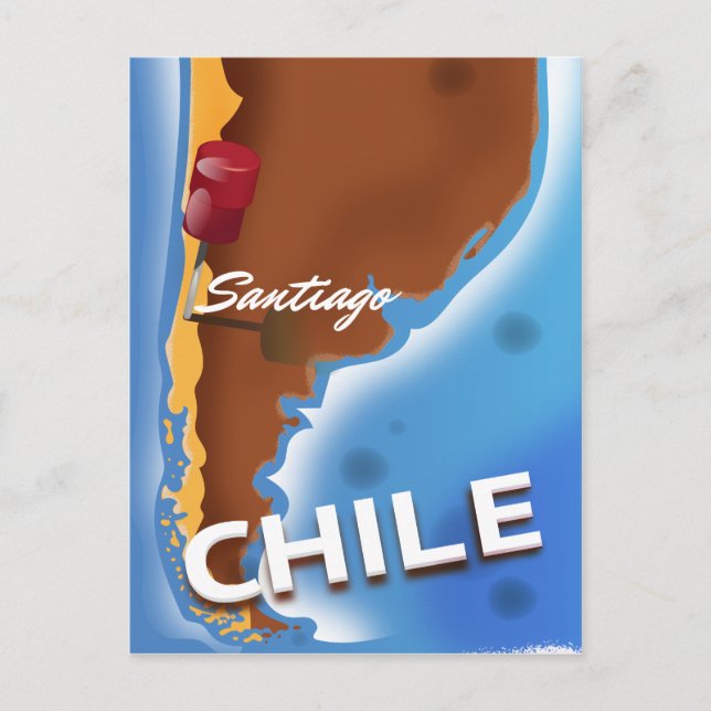 Chile Santiago Vintage Reiseplakat Postkarte (Vorderseite)