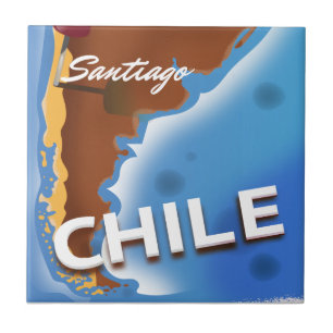 Chile Santiago Vintage Reiseposter Fliese