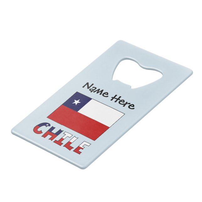 Chile und chilenische Flagge Personalisiert Geldbeutel Flaschenöffner (Vorderseite Schrägansicht)