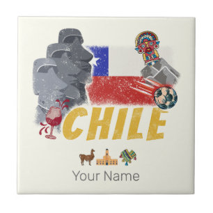 Chile Vintage Osterinsel-Flagge und Alpaka Fliese
