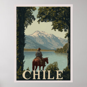 Chile Vintage Travel   Andes Mountain Poster