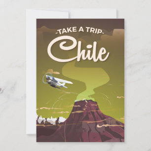 Chile Volcano Vintage Reiseplakat Einladung