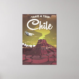 Chile Volcano Vintage Reiseplakat Leinwanddruck