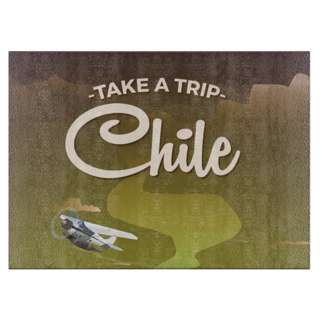 Chile Volcano Vintage Reiseplakat Schneidebrett (Vorderseite)