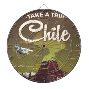 Chile Vulkan Vintage-Reiseposter Dartscheibe