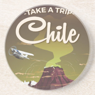 Chile Vulkan Vintage-Reiseposter Untersetzer