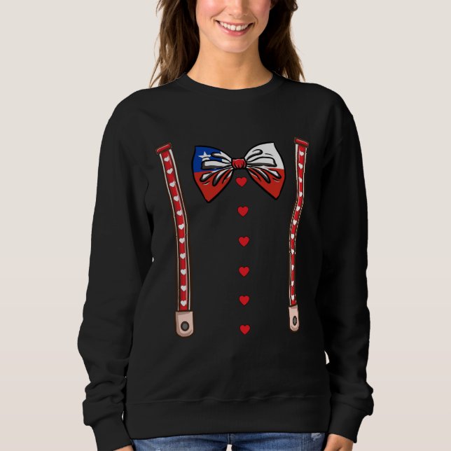 Chilean Bow Tie Suspenders Valentines Day Chilean Sweatshirt (Vorderseite)