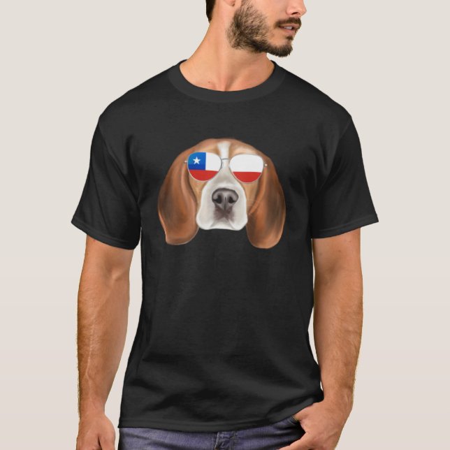 Chilean Flag Beagle Dog Chile Pocket T-Shirt (Vorderseite)