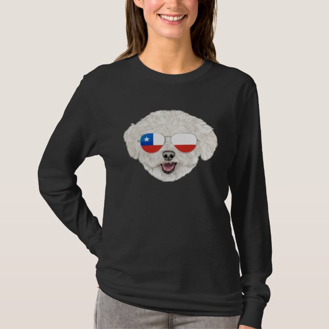 Chilean Flag Bichons Frise Dog Chile Pocket T-Shirt (Vorderseite)