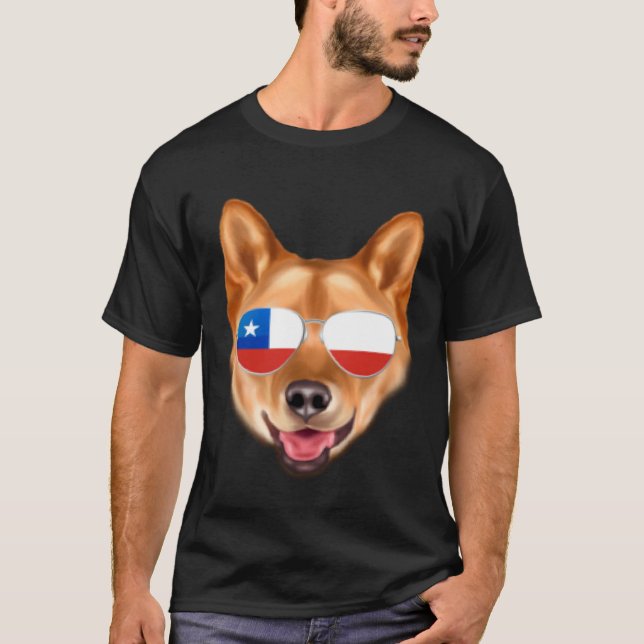 Chilean Flag Finnish Spitz Dog Chile Pocket T-Shirt (Vorderseite)