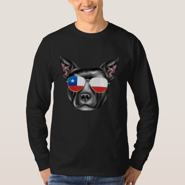 Chilean Flag Staffordshire Bull Terrier Dog Chile  T-Shirt (Vorderseite)