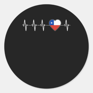 Chilean Heartbeat I Liebe Chile Flaggenstaat Runder Aufkleber