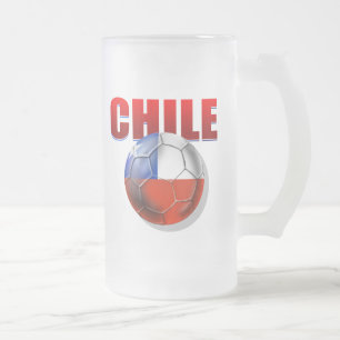 Chilelogo-Fußbalballflagge des Chilegangs Mattglas Bierglas