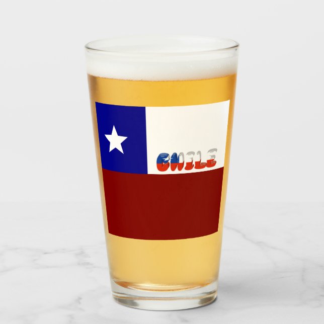 chilenische Flagge Glas (Vorne (Gefüllt))