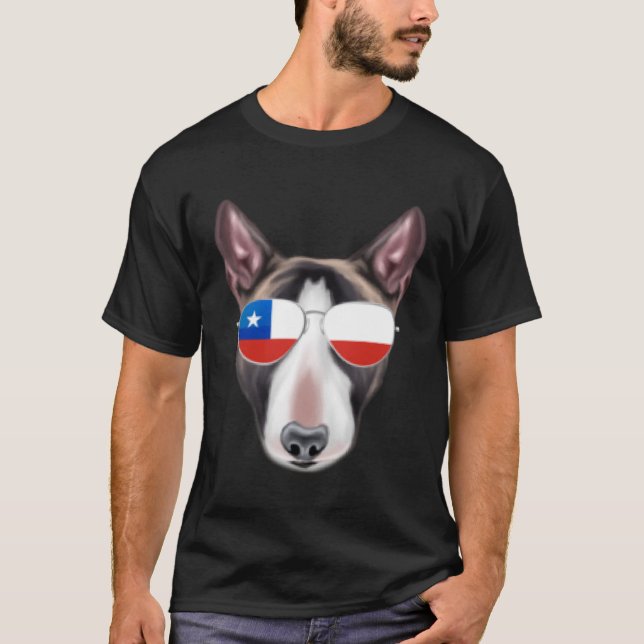 Chilenische Flagge Miniatur Bull Terrier Dog Chile T-Shirt (Vorderseite)