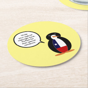 Chilenische sprechende Frau-Pinguin-Personalisieru Runder Pappuntersetzer