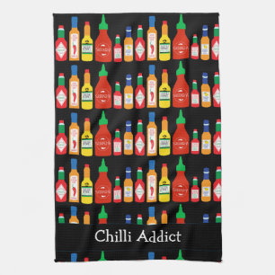 Chili Addict Chili Flaschen Gemustert Geschirrtuch