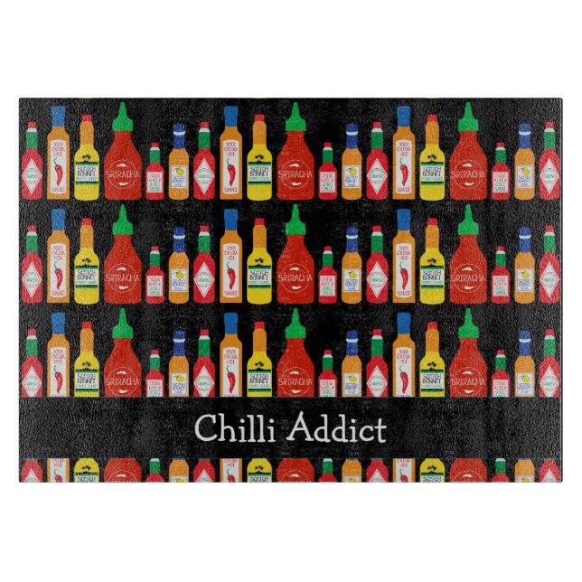 Chili Addict scharfe Lebensmittel Lover Gemustert Schneidebrett (Vorderseite)