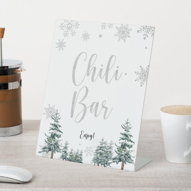 Chili Bar Silber Winter Babyduschzeichen Sockelschild (In SItu)