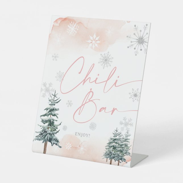 Chili Bar Winterrot und rosa Schild (Vorderseite)
