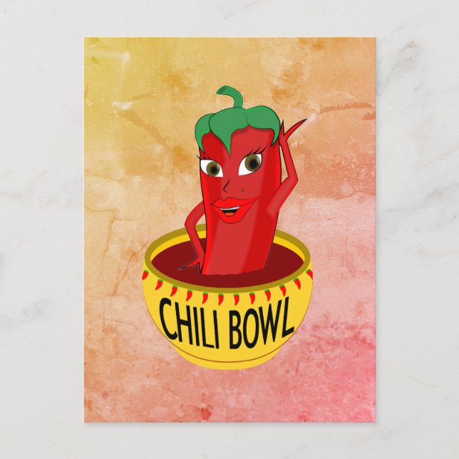 Chili Bowl Cartoon Zeichnend Postkarte (Vorderseite)