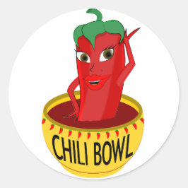 Chili Bowl Cartoon Zeichnend Runder Aufkleber