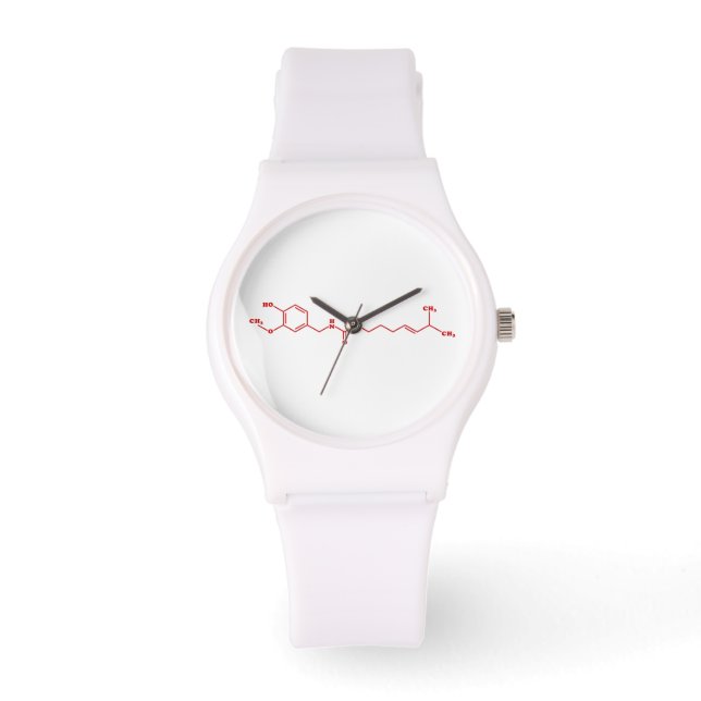 Chili Capsaicin Molekulare Chemische Formel Armbanduhr (Vorderseite)