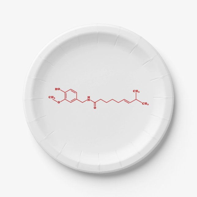 Chili Capsaicin Molekulare Chemische Formel Pappteller (Vorderseite)