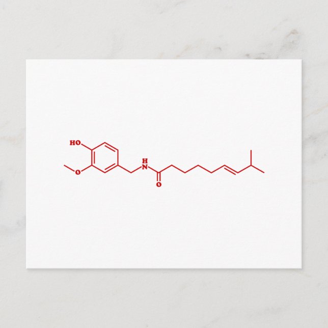 Chili Capsaicin Molekulare Chemische Formel Postkarte (Vorderseite)
