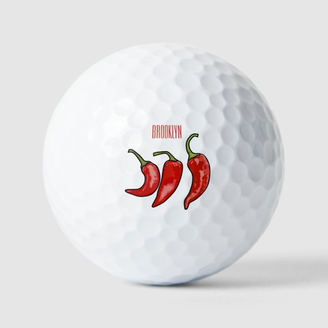 Chili-Cartoon-Abbildung Golfball (Vorderseite)