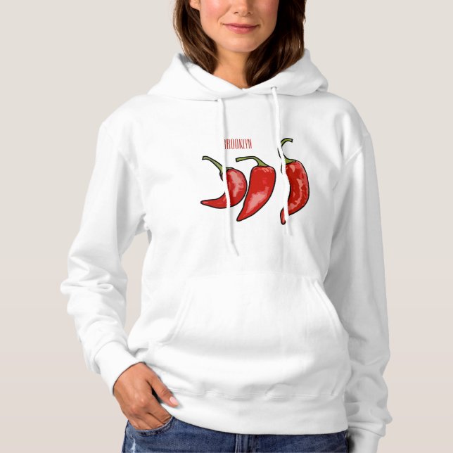 Chili-Cartoon-Abbildung Hoodie (Vorderseite)