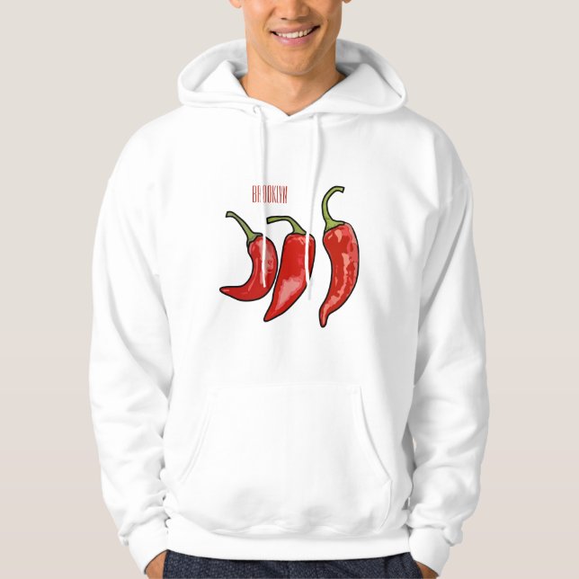 Chili-Cartoon-Abbildung Hoodie (Vorderseite)