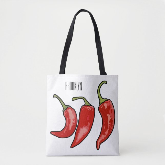 Chili-Cartoon-Abbildung Tasche (Vorderseite)