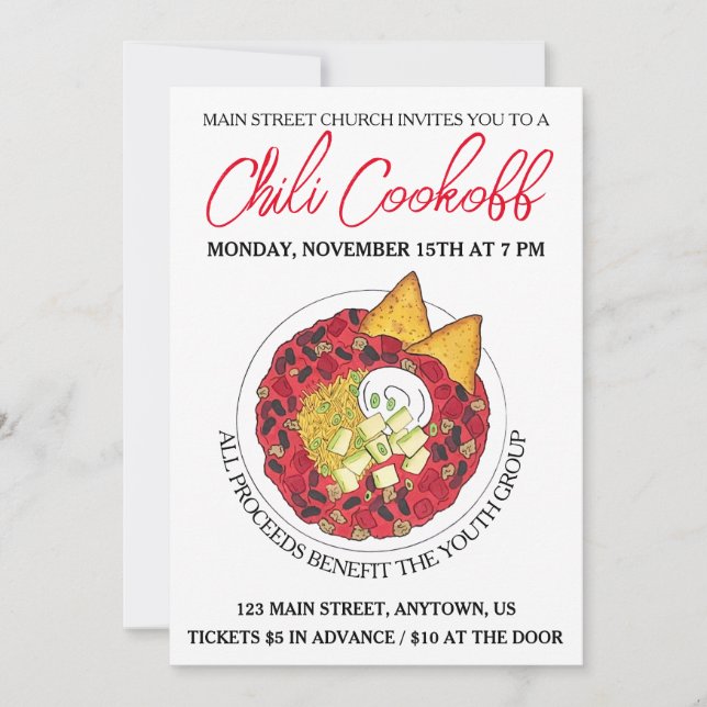 Chili Chili Suppenkeks Wettbewerb Abendessen Einladung (Vorderseite)