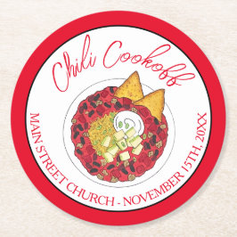 Chili Chili Suppenkeks Wettbewerb Abendessen Runder Pappuntersetzer