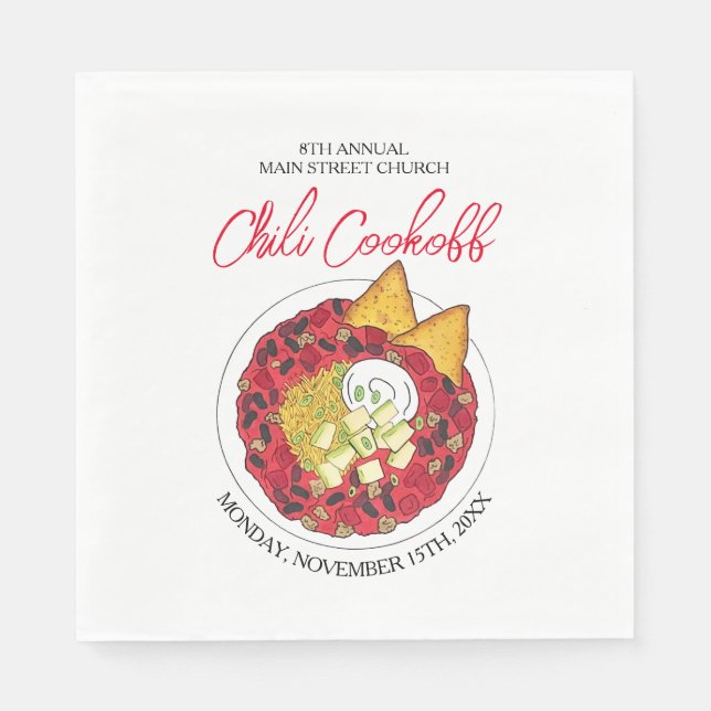 Chili Chili Suppenkeks Wettbewerb Abendessen Serviette (Vorderseite)