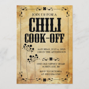 Chili Contest Einladungen ~ Chili Cookout Einladun