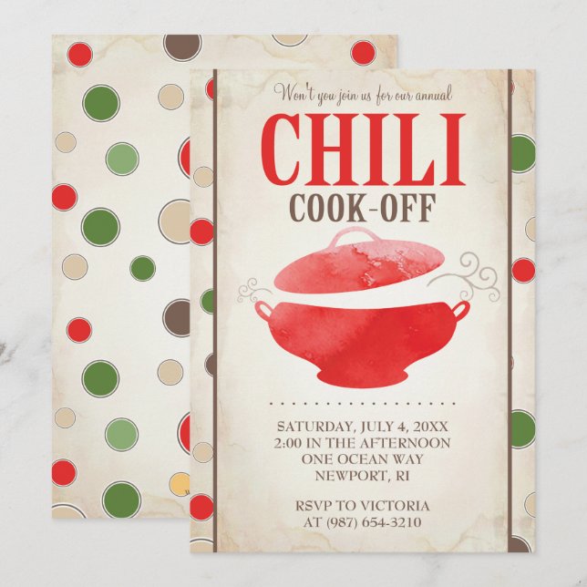 Chili Contest Einladungen ~ GRILLEN Einladung (Vorne/Hinten)