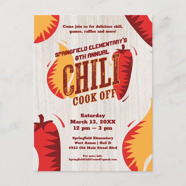 Chili Cook Off | GRILLEN Cookout Contest Einladung Postkarte (Vorderseite)