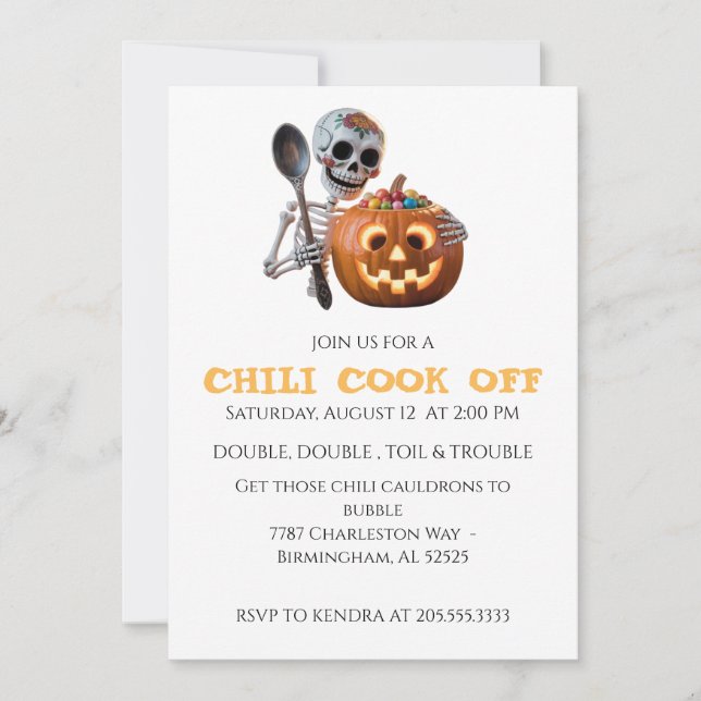 Chili Cook Off Halloween Einladung (Vorderseite)