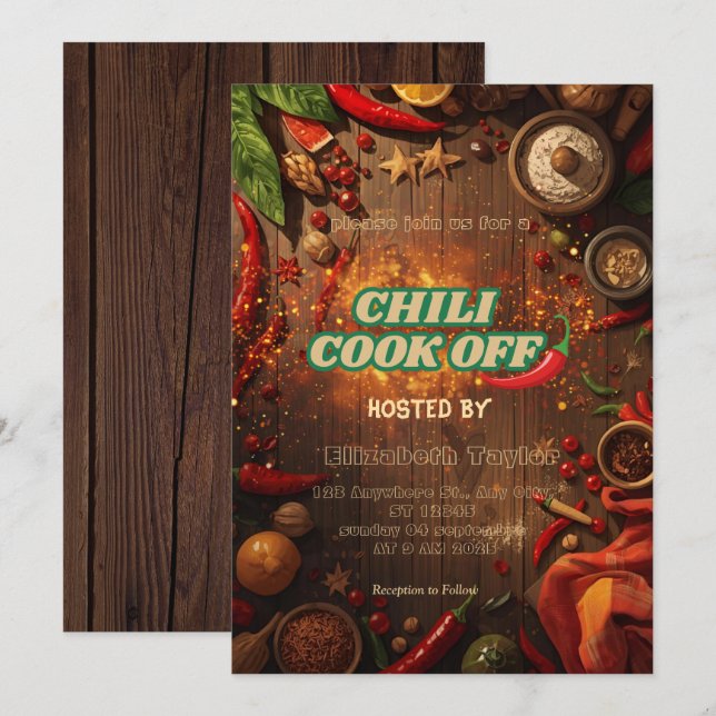 Chili Cook Off Party Invitation (Devant / Derrière)