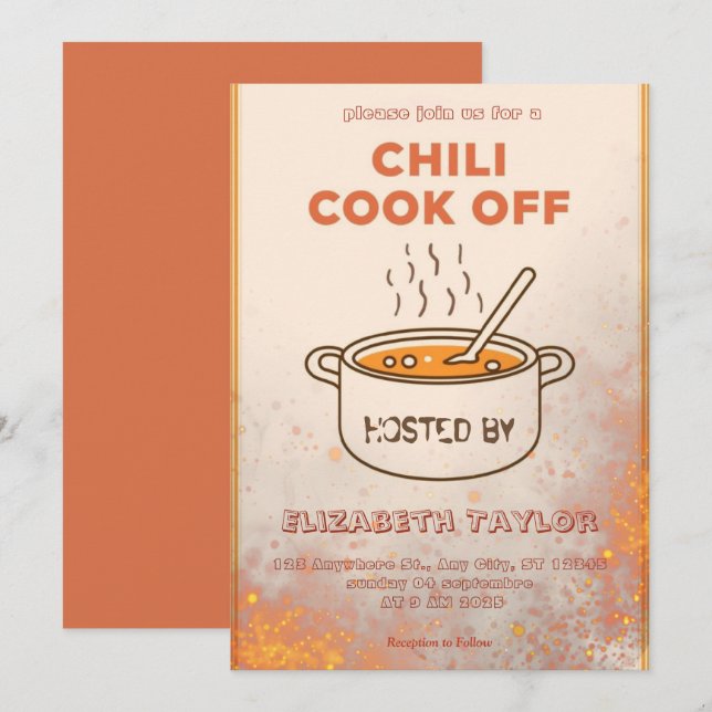 Chili Cook Off Party Invitation (Devant / Derrière)
