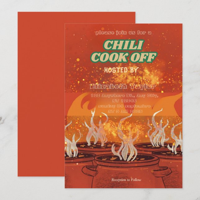 Chili Cook Off Party Invitation Einladung (Vorne/Hinten)