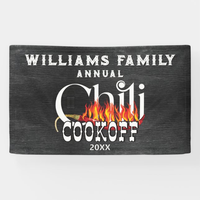 Chili Cookie Cook Off Contest Rustikales Party Banner (Horizontal)
