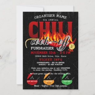 Chili Cookoff Cook Off Fundraiser Community Party Einladung