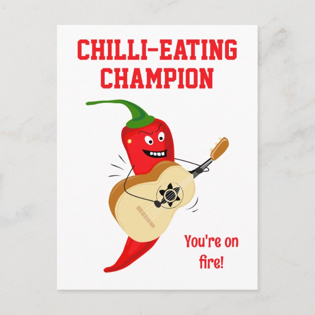 Chili Eating Champion Du bist auf Feuerwitz Postkarte (Vorderseite)